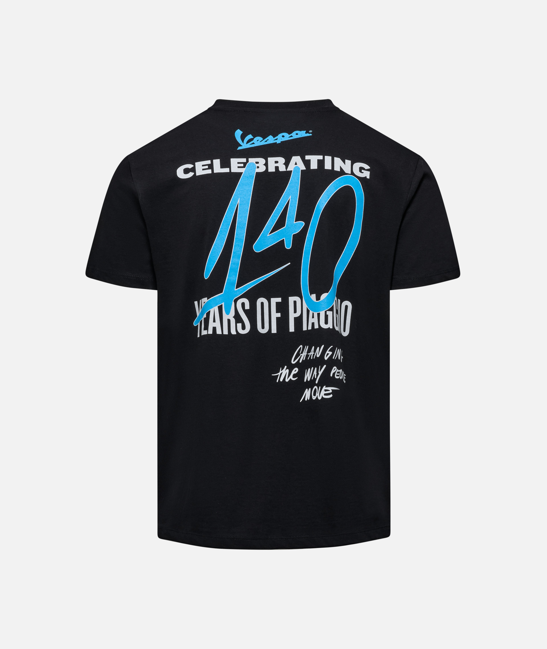 T-shirt Vespa "140 ans de Piaggio" noir bleu